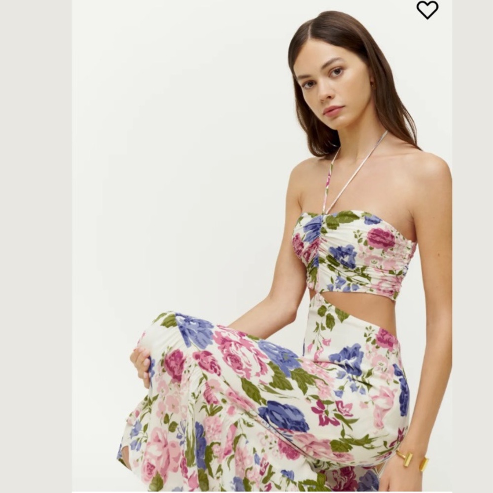 Reformation Floral Dress in Pink and Blue